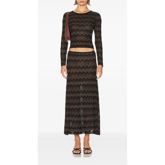 CHRISTOPHER ESBER Sz 12 AUS 8 US Palais Knitted Maxi Skirt Brown Black - Picture 11 of 11